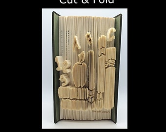 Patrón de arte de libro plegado - Patrón de maestro de estantería ABC para crear su propio arte de libro plegado - Patrón de plegado de libro, marque, mida, corte y doble