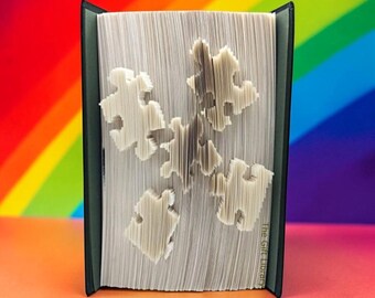 Patrón para doblar un libro de concienciación sobre el autismo - Cortar y doblar