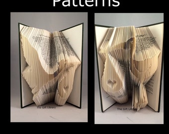 Patrón de arte de libro plegado - 2 patrones de cigüeña para crear tu propio arte de libro plegado - Patrón de plegado de libro, familia, bebé