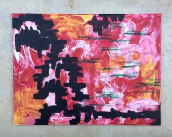 Abstract 18x24 red yellow black white green
