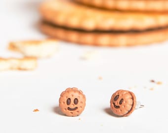 Biscuit Choco - puce boucles d'oreilles [- nourriture -]