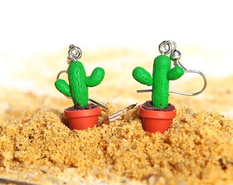 Cactus en pot - Boucles d'oreilles