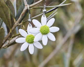 Marguerite fleur des champs - Boucles d'oreilles