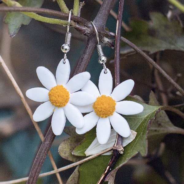 Marguerite fleur des champs - Boucles d'oreilles