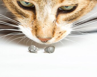 Petites souris grises - puces boucles d'oreilles [- animal -]