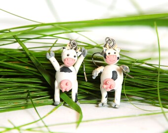 Deux vaches normandes - Boucles d'oreilles