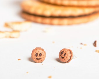 Biscuit Choco - puces boucles d'oreilles [-food -]