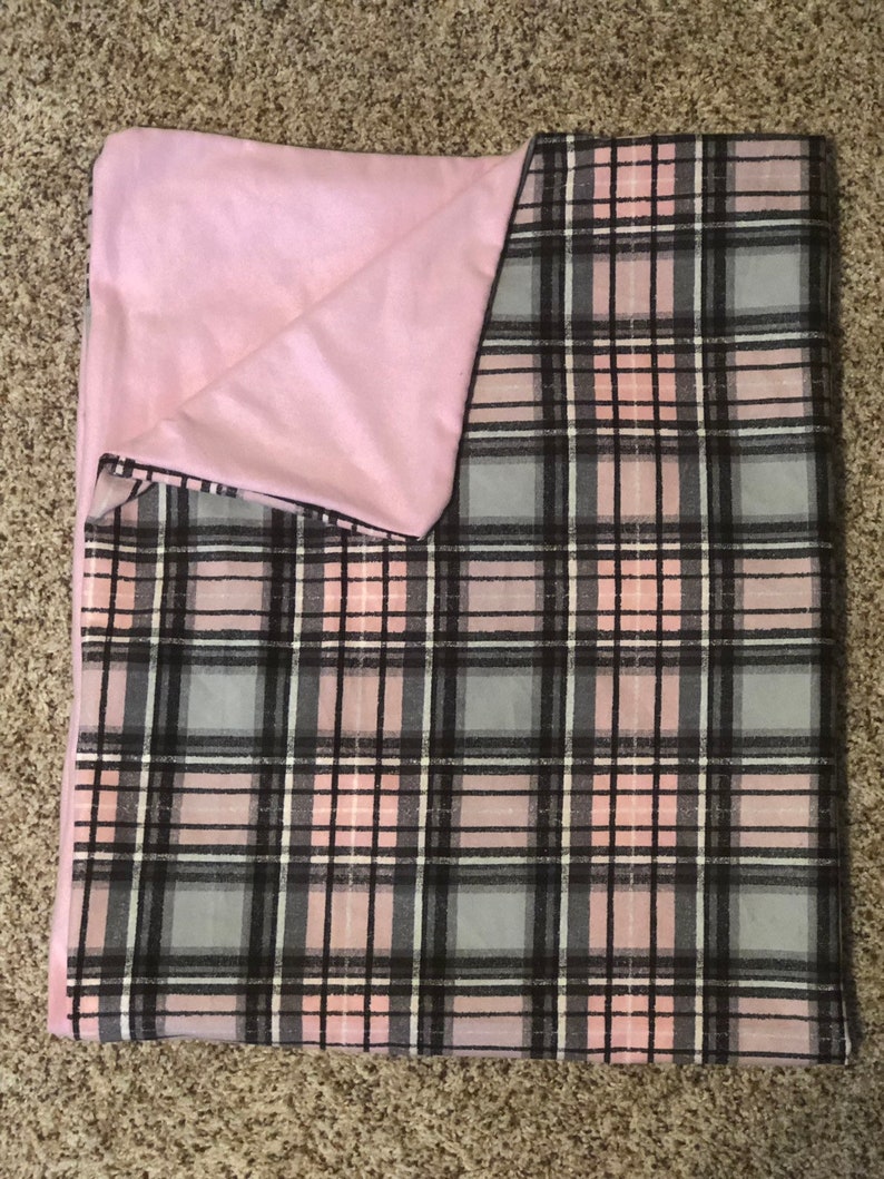 Pink Plaid Flannel Baby Blanket