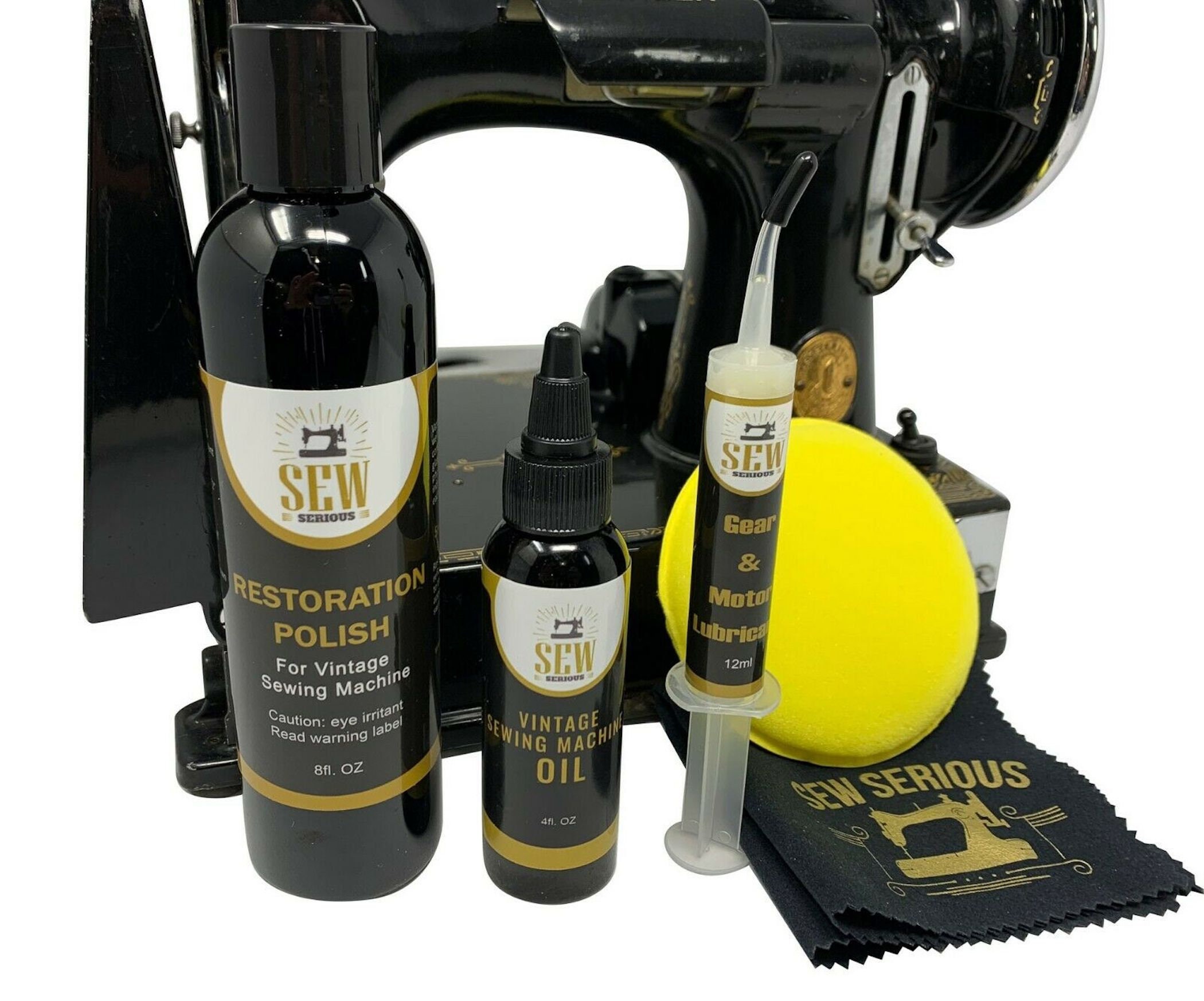 Vintage Sewing Machine Restoration Kit Polish Oil Lubricant 221 feath…