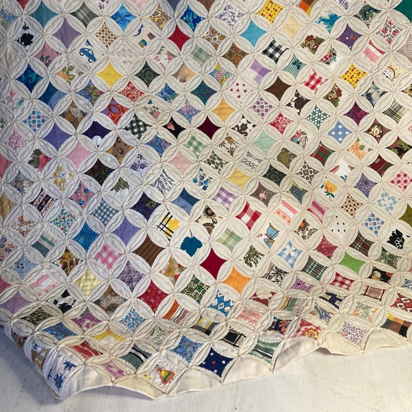 Cathedral Window Quilt Vintage Hand-made