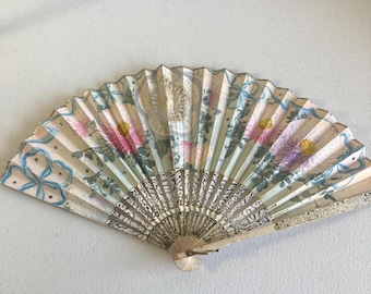 Antique Hand Painted Folding Fan