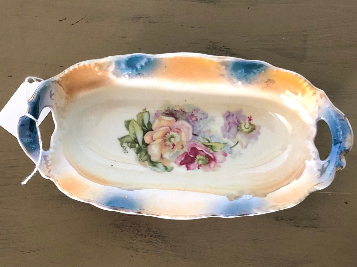 Vintage China Floral Butter Dish Etsy