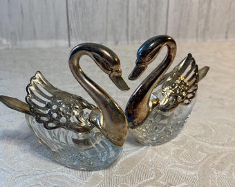 Vintage 1960s Silver Plated Double Swan Bowl - Etsy