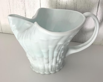 Vintage Italian Faux Bois White Ceramic Creamer – Mid-Century Modern Organic Texture – Made in Italy