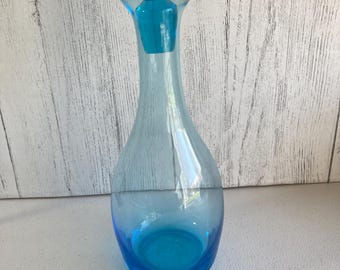 Vintage Elegant Blue Glass Decanter