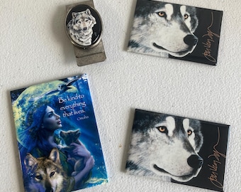 Set de regalo Wolf Wisdom: Clip para billetes y accesorios artísticos