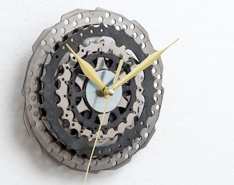 Bicycle Parts Wall Clock - Personalized Gift for Cyclist, Upcycled Bike Gears and Sprockets Decor