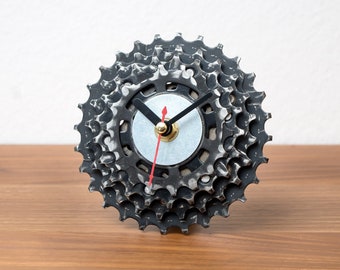 Unique Birthday Gift for Cyclist Boyfriend or Husband, Amazing Desk Clock made out of Bike Gears, Steampunk Desk Accent for Him