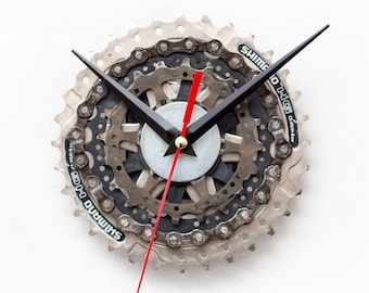 Handcrafted 5.5'' Recycled Bicycle Parts Wall Clock - Custom Engraving Optional