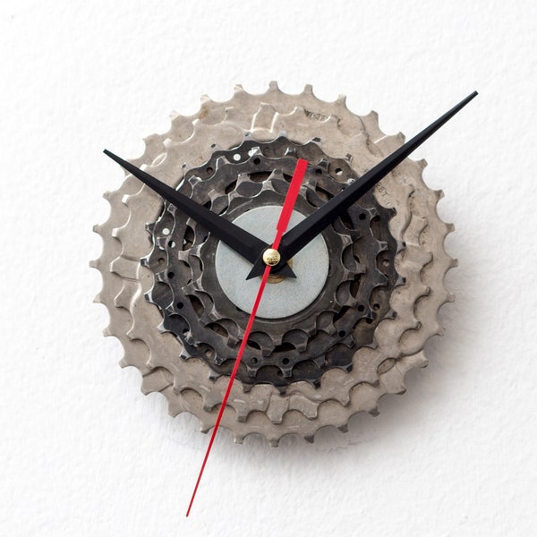 Gift for Bike Lover, Bicycle Sprocket Wall Clock, Recycled Parts Cyclist Geek Accessory