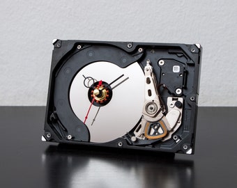 Hard Drive Clock - Husband Gift - Boyfriend Gift - Unique Desk Clock - Industrial Clock - Modern Clock - Computer Clock - Father Gift