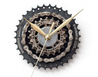 Personalized Recycled Bicycle Clock with Silent Mechanism