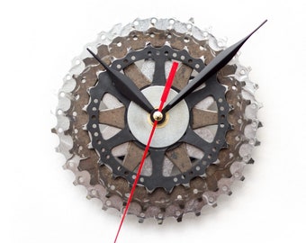 Bicycle Parts Wall Clock, Unique Gift Idea for Cyclist Boyfriend Husband Father Brother, Handmade Industrial Wall Decor, Anniversary Idea