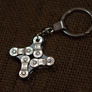 Metal Keyring, Bicycle Key Chain, Bike Key Chain, Bicycle Chain Key Ring, Star Keychain, Triangle Keychain, Metal Keyring, Metal Key Fob image 1