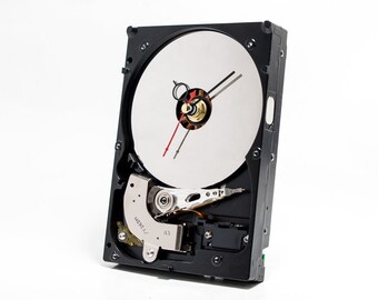Modern Desk Clock, Unique Desk Clock, Industrial Clock, Father Gift, Geek Gift, Boyfriend Gift, Dad Gift, Hard Drive Clock, Birthday Gift