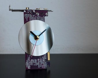 Small Desk Clock, Desk Accessory, Husband Gift, Unique Desk Clock, Desk Stuff, Geek Gift, Boyfriend Gift, Circuit Board Clock, Father Gift