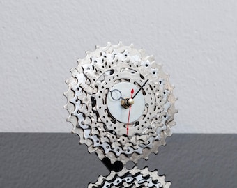 Recycled Bicycle Gear Desk Clock: Industrial Bike Parts Decor