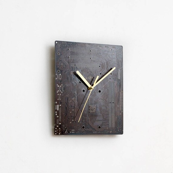 Dark Brown Large Wall Clock Circuit Board Computer