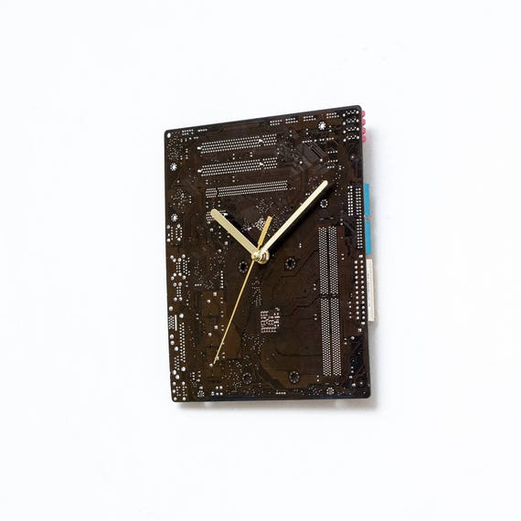 Dark Brown Large Wall Clock Circuit Board Computer