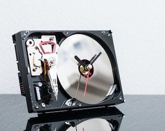 Computer Tech Nerd Gift, Computer Parts Desk Clock, Recycled Hard Drive, Engineer Gift for Him