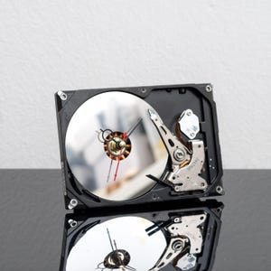 Computer Tech Nerd Gift, Computer Parts Desk Clock, Recycled Hard Drive, Engineer Gift for Him