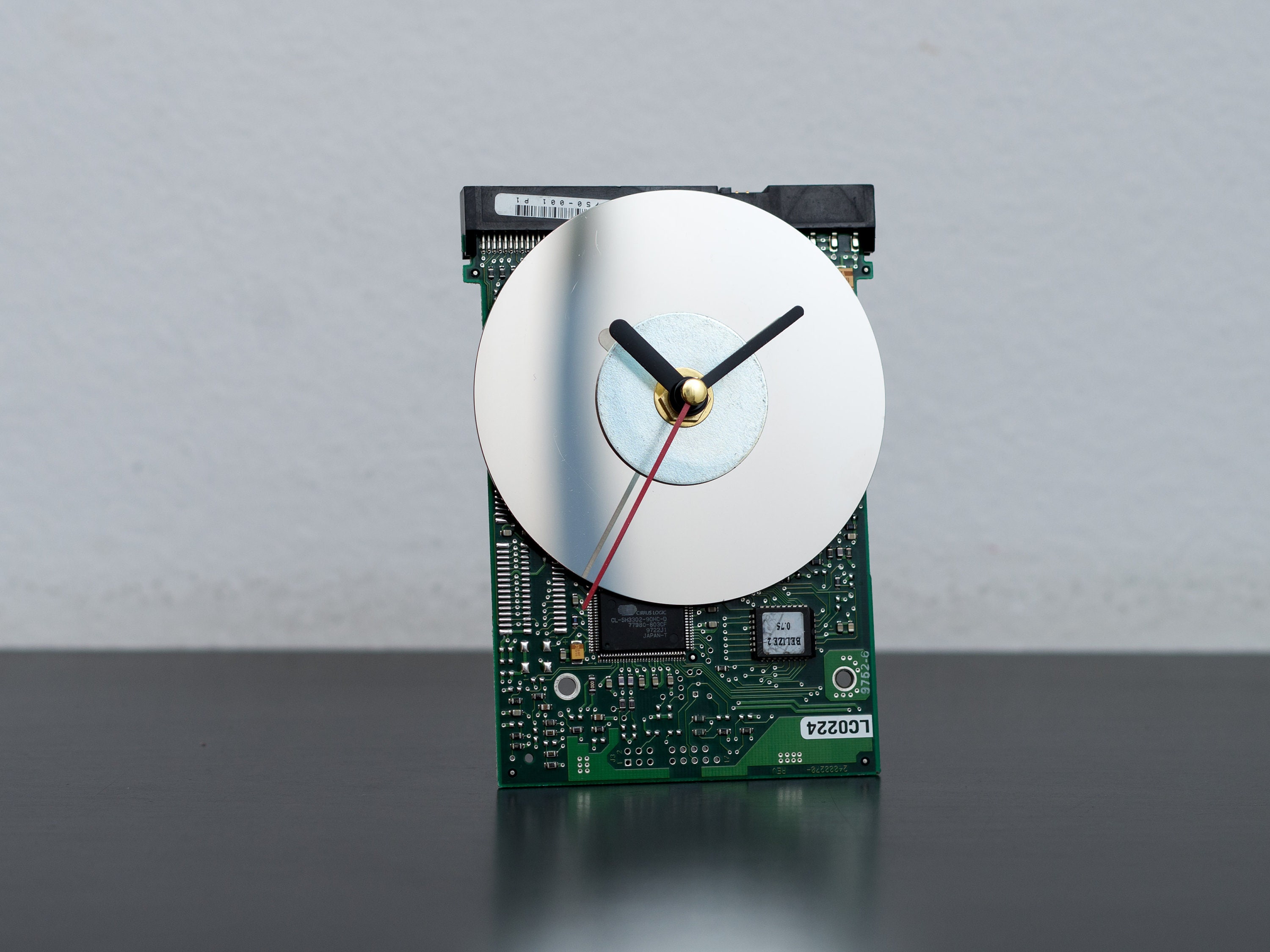 Green Desk Clock, Circuit Board Clock, Recycled Computer Parts Clock ...