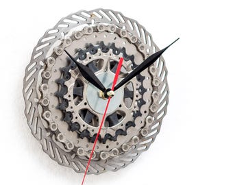 Bicycle Sprocket Wall Clock | Recycled Bike Parts Wall Decor | 6.5" Diameter | Silent Mechanism | Ideal Gift for Cyclists