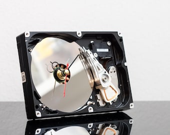 Computer Tech Nerd Gift, Computer Parts Desk Clock, Recycled Hard Drive, Engineer Gift for Him