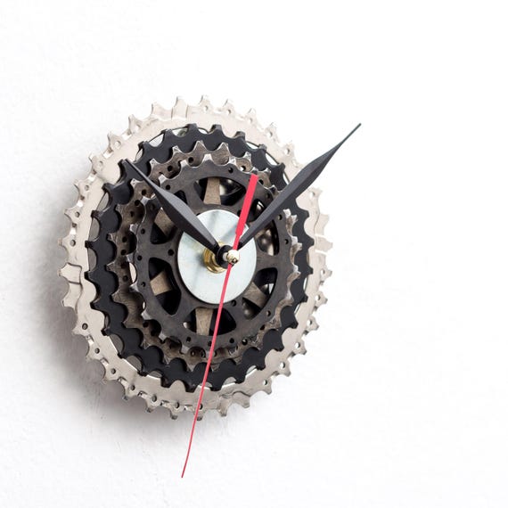 Wkjhdfsd自転車壁時計、サイクリストからの贈り物ビニールレコードLED壁時計Creative with 7色光る夜光時計12 in手作り子供と友達のための家庭装飾ギフト ( 自転車部品の壁掛け時計、リサイクルされた自転車のギアとスプロケット