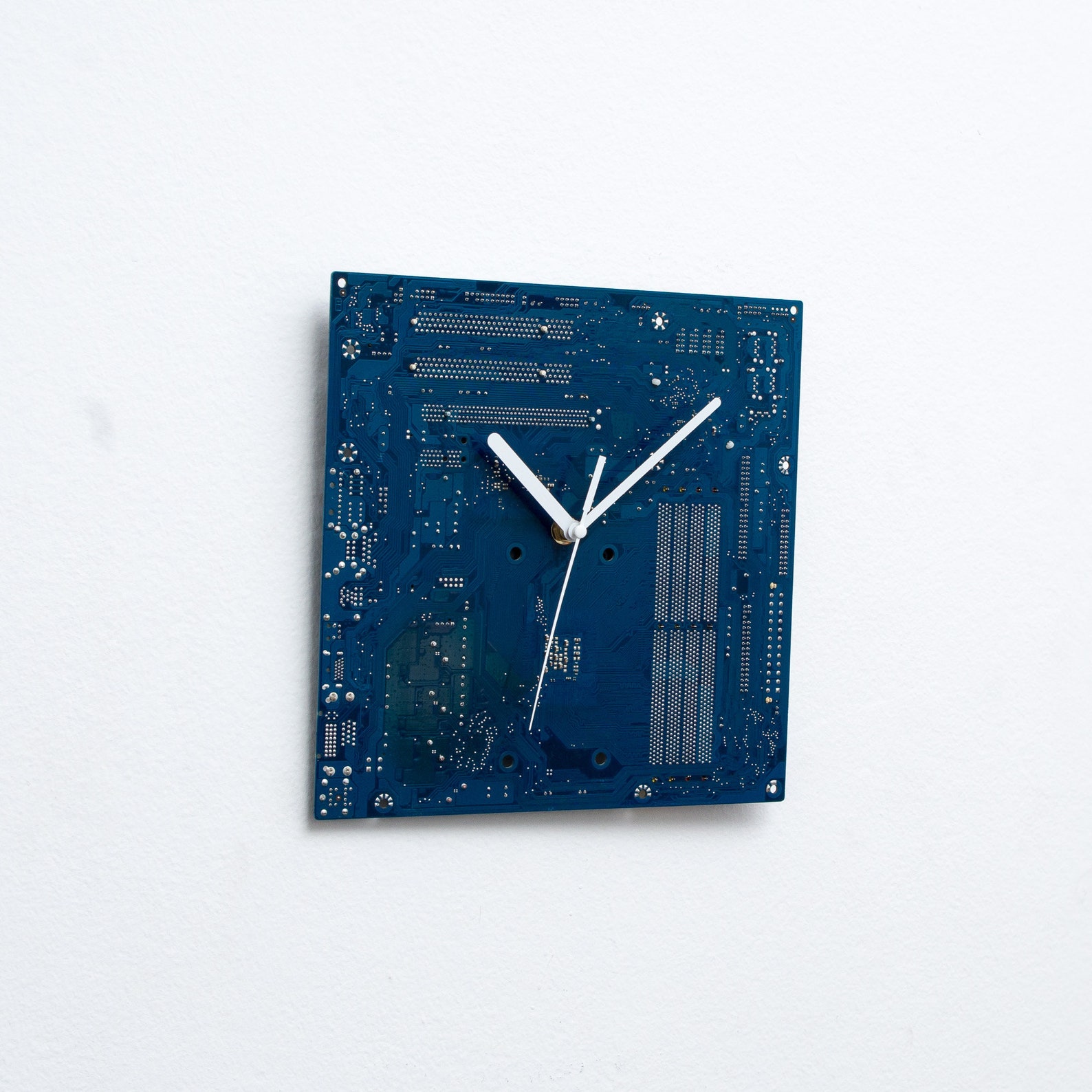 Dark Blue Wall Clock Circuit Board Clock With White Clock Etsy