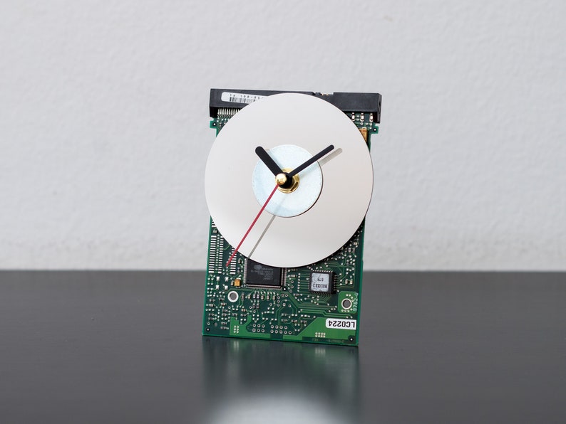 Reused Computer Part Clock Green Desk Clock, Circuit Board Clock, Recycled Computer Parts Clock ...