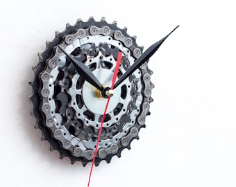 Handcrafted Bike Gear Clock – Small Recycled Bicycle Parts Wall Clock