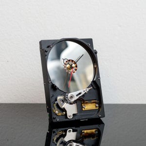 Gamer Christmas Gift, Recycled Hard Drive Desk Clock, Tech Engineer Desk Decor, Unique Home Accent for Him