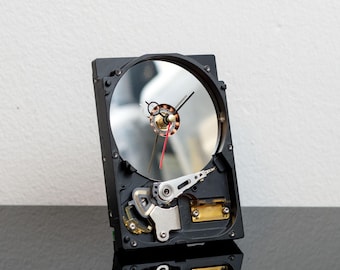 Gamer Christmas Gift, Recycled Hard Drive Desk Clock, Tech Engineer Desk Decor, Unique Home Accent for Him