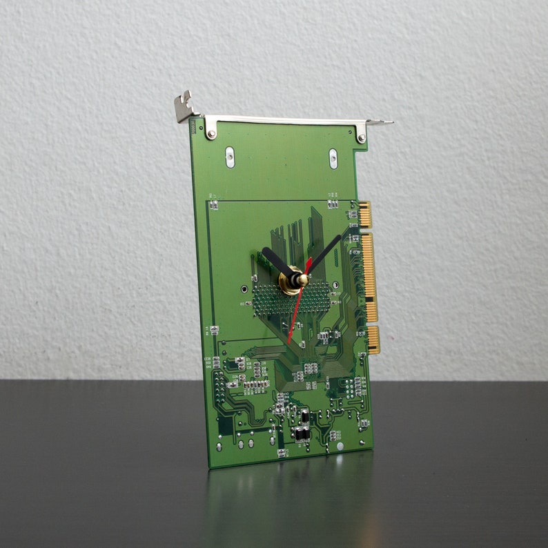 Green Desk Clock Circuit Board Clock Recycled Computer Parts Etsy