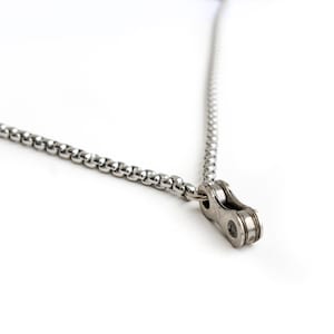 Bicycle Chain Pendant Necklace, Long Chain Link Neclace, Bike Chain Pendant for Him, Unique Gift for Cyclist Boyfriend Husband