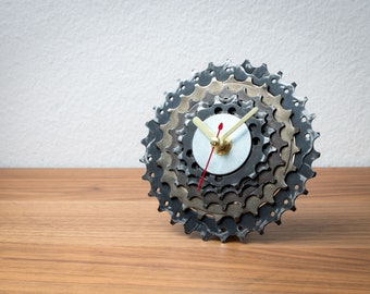 Bike Gear Desk Clock, Bicycle Clock Gift, Cyclist Boyfriend or Husband Christmas Present, Unique Clock for Office or Garage