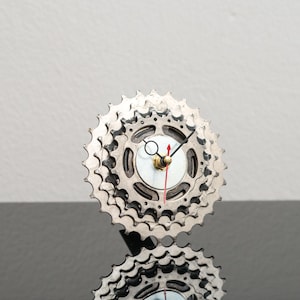 Bicycle Industrial Clock, Modern Metal Bike Clock, Steampunk Desk Clock Gift for Cyclist or Mechanical Engineer