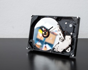 Hard Drive Clock - Unique Desk Clock - Industrial Clock - Modern Clock - Computer Clock - Father Gift - Husband Gift - Boyfriend Gift
