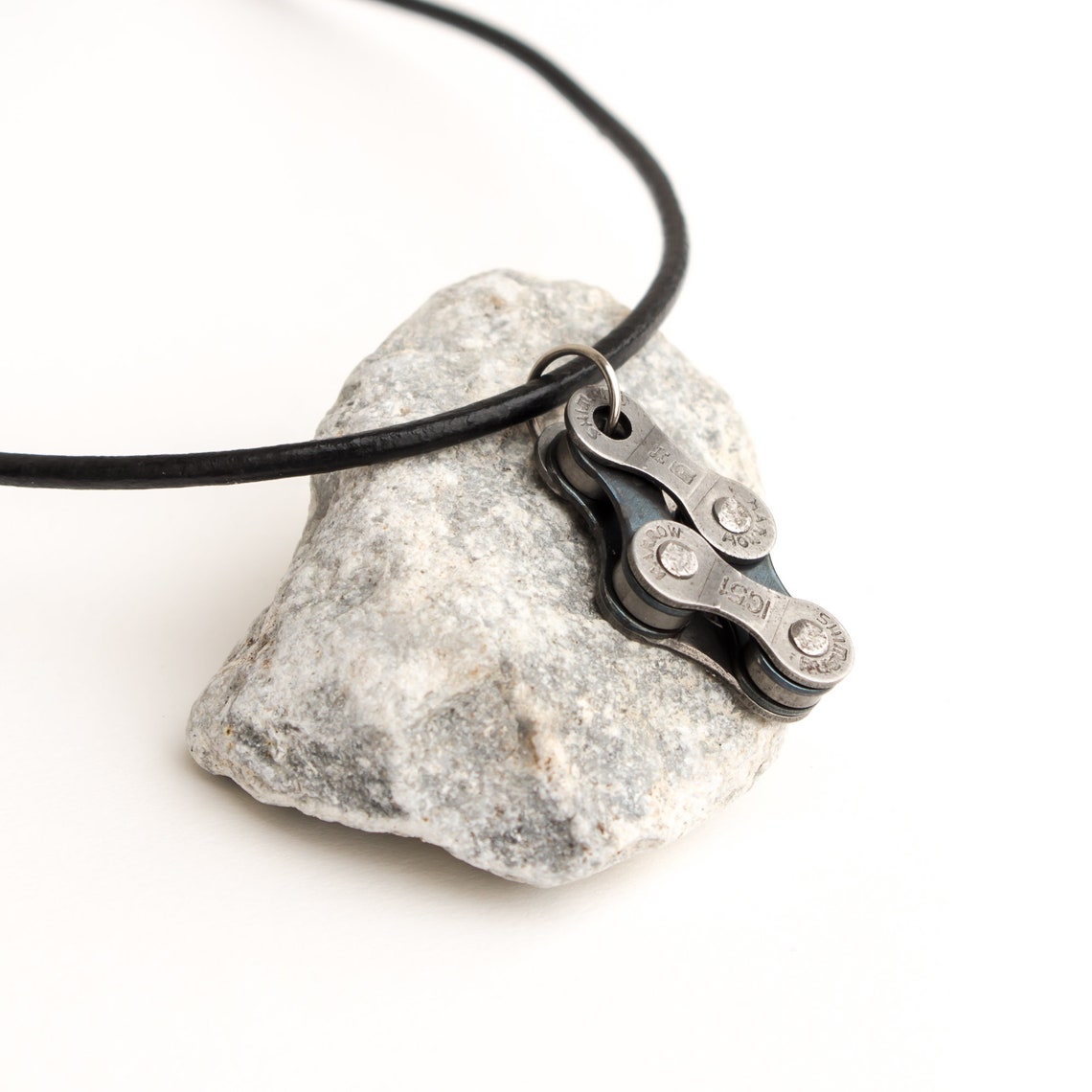 Mens Leather Necklace Bike Chain Pendant Unique Necklace for Etsy